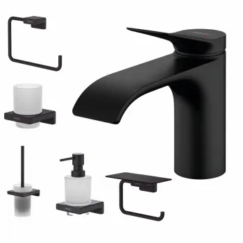 Set baterie Hansgrohe Vivenis si accesorii baie Hansgrohe AddStoris, negru imagine