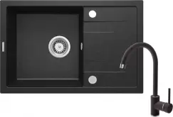 Set chiuveta bucatarie compozit neagra, cu picurator si baterie bucatarie inclusa, Corio imagine