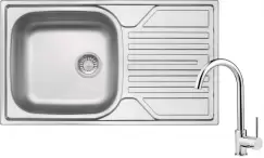 Set chiuveta bucatarie inox cu picurator si baterie inalta Deante, Legato 113 imagine