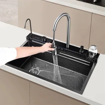 Set chiuveta bucatarie inox cu baterie imagine