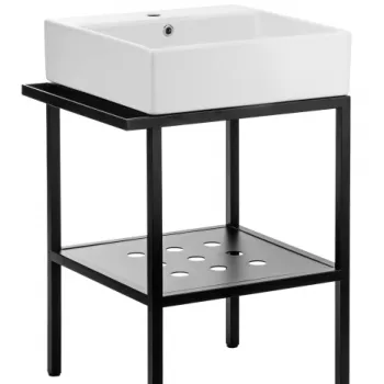 Set consola baie neagra Deante Temisto cu lavoar inclus 50 cm imagine