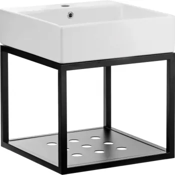 Set consola baie suspendata neagra Deante Temisto cu lavoar inclus 60 cm imagine