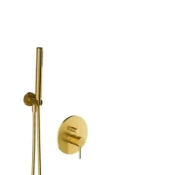 Set de dus cu baterie incastrata, corp inclus, diametru palarie 25 cm, auriu periat, OMNIRES Y imagine