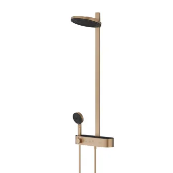 Set de dus cu baterie termostatata, palarie 26 cm, 3 jeturi, bronz periat, Hansgrohe Pulsify S imagine