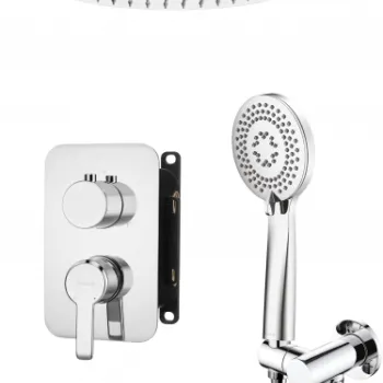 Set de dus Deante Arnika baterie incastrata si pipa cada pivotanta, crom lucios imagine