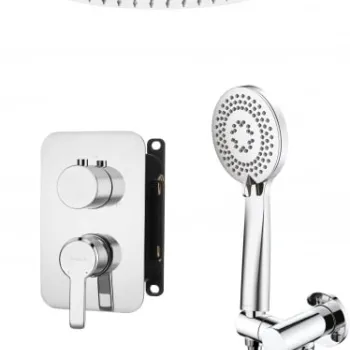 Set de dus Deante Arnika baterie incastrata si pipa cada pivotanta, crom lucios imagine