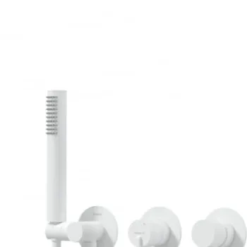 Set de dus incastrat, brat dus ploaie, para de dus si baterie, alb, Deante Silia imagine