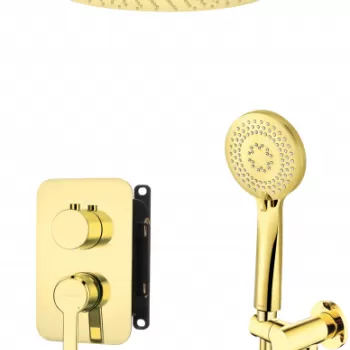 Set de dus incastrat cu baterie inclusa, culoare auriu lucios, Deante Arnika imagine