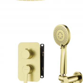 Set de dus incastrat cu baterie inclusa, culoare auriu periat, Deante Arnika imagine