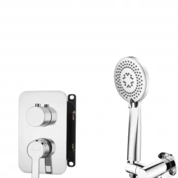 Set de dus incastrat cu baterie inclusa, culoare crom lucios, Deante Arnika imagine