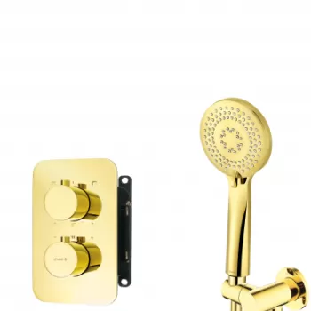 Set de dus incastrat cu baterie termostatica inclusa, auriu lucios, Deante, Box imagine
