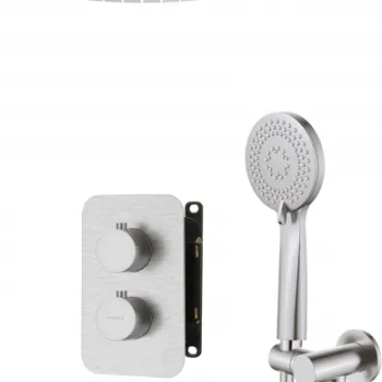 Set de dus incastrat cu baterie termostatica inclusa Deante Box, otel slefuit imagine