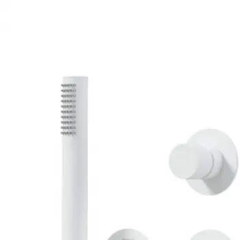Set de dus incastrat, cu palarie, para de dus si baterie, alb, Deante Silia imagine