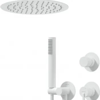 Set de dus incastrat, cu palarie, para de dus si baterie, alb, Deante Silia Hexa imagine