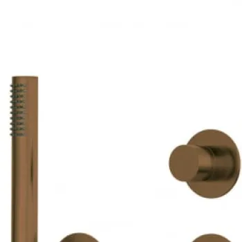 Set de dus incastrat, cu palarie, para de dus si baterie, bronz, Deante Silia imagine