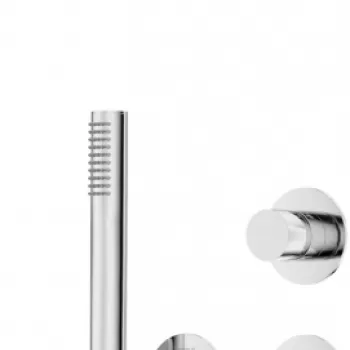 Set de dus incastrat, cu palarie, para de dus si baterie, crom, Deante Silia imagine