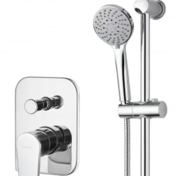 Set de dus incastrat, cu palarie, para de dus si baterie, crom, Deante Tubo imagine