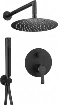 Set de dus incastrat cu palarie, para de dus si baterie culoare neagra Deante, Arnika imagine