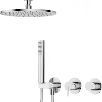 Set de dus incastrat, cu palarie, para de dus si baterie orizontala, crom, Deante Silia imagine