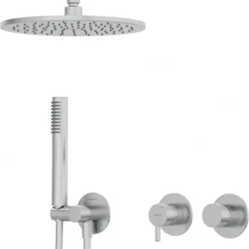 Set de dus incastrat, cu palarie, para de dus si baterie orizontala, otel, Deante Silia imagine