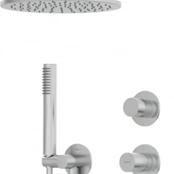Set de dus incastrat, cu palarie, para de dus si baterie, otel, Deante Silia Hexa imagine