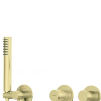 Set de dus incastrat, dus ploaie, para de dus si baterie orizontala, auriu, Deante Silia Hexa imagine