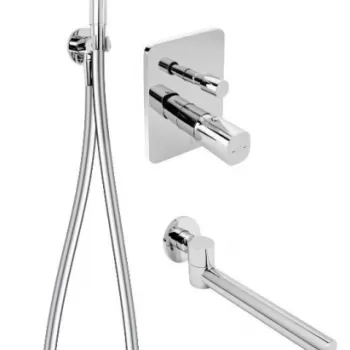 Set de dus incastrat FDesign Meandro, cu pipa cada pivotanta, crom lucios imagine