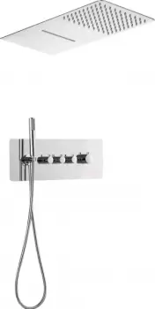 Set de dus incastrat slim cu diverter triplu si baterie termostata Deante, Slim Line imagine