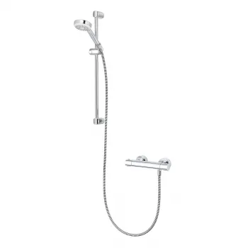 Set de dus Kludi Logo 1S cu baterie termostatata, bara 60 cm, para si furtun crom lucios imagine