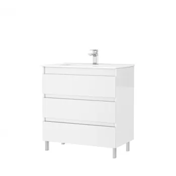 Set dulap baie 3 sertare Gala Daily cu lavoar inclus, 80 cm, alb lucios imagine