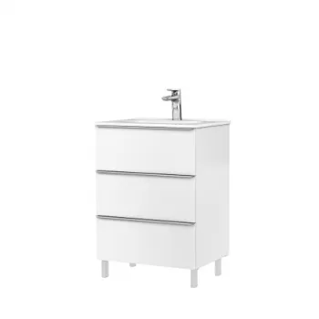 Set dulap baie 3 sertare Gala Shona cu lavoar Klea inclus, 60 cm, alb mat imagine