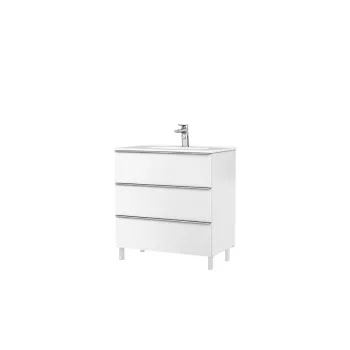 Set dulap baie 3 sertare Gala Shona cu lavoar Klea inclus, 80 cm, alb mat imagine