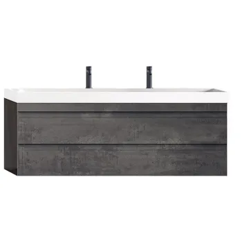 Set dulap baie cu 2 setare glisante si lavoar inclus KolpaSan Naomi 120 cm, dark concrete imagine