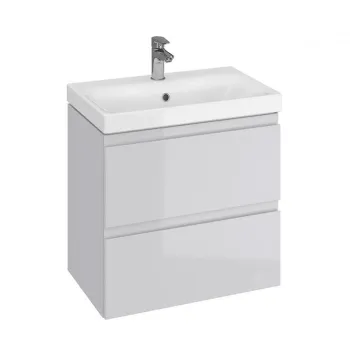 Set dulap baie cu lavoar gri lucios, 60 cm, montat, Cersanit Moduo imagine