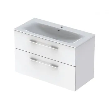 Set dulap baie cu lavoar incastrat Geberit Selnova Square, 100 cm, alb lucios imagine