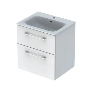 Set dulap baie cu lavoar incastrat Geberit Selnova Square, 60 cm, alb lucios imagine
