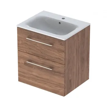 Set dulap baie cu lavoar incastrat Geberit Selnova Square, 60 cm, nuc inchis imagine