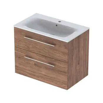 Set dulap baie cu lavoar incastrat Geberit Selnova Square, 80 cm, nuc inchis imagine
