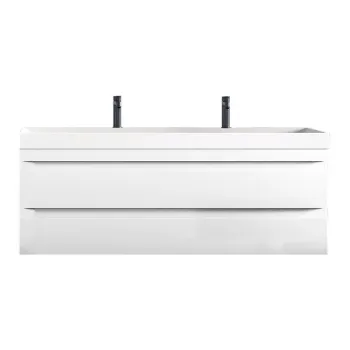 Set dulap baie cu lavoar inclus, 2 sertare glisante, KolpaSan Naomi 120 cm, alb imagine