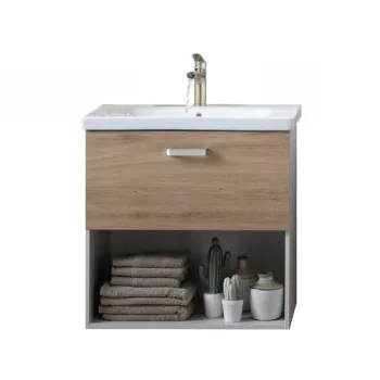 Set dulap baie cu lavoar inclus Kolpasan Evelin II, 65 cm, stejar imagine