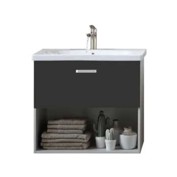 Set dulap baie cu lavoar inclus Kolpasan Evelin II, 80 cm, gri inchis imagine