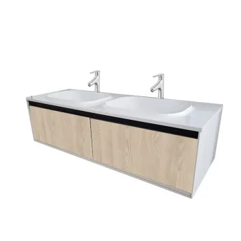 Set dulap baie cu lavoar inclus Kolpasan Pandora, 150 cm, alb stejar imagine