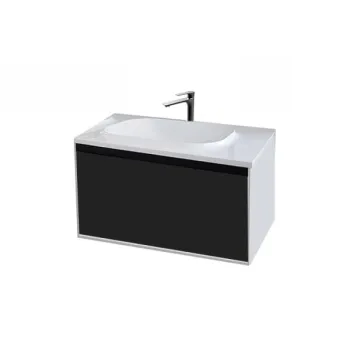 Set dulap baie cu lavoar inclus Kolpasan Pandora, 75 cm, alb negru imagine