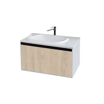 Set dulap baie cu lavoar inclus Kolpasan Pandora, 75 cm, stejar imagine