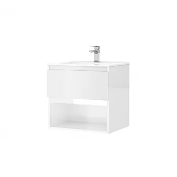 Set dulap baie suspendat 1 sertar Gala Daily cu lavoar inclus, 60 cm, alb lucios imagine