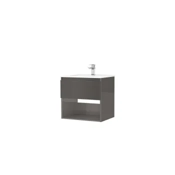 Set dulap baie suspendat 1 sertar Gala Daily cu lavoar inclus, 60 cm, antracit lucios imagine