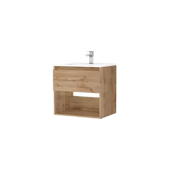 Set dulap baie suspendat 1 sertar Gala Daily cu lavoar inclus, 60 cm, stejar imagine