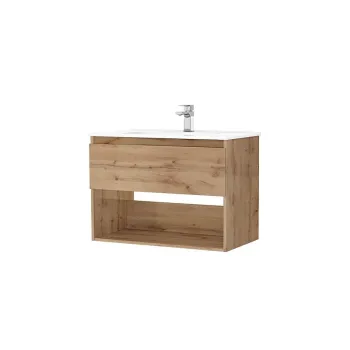 Set dulap baie suspendat 1 sertar Gala Daily cu lavoar inclus, 80 cm, stejar imagine