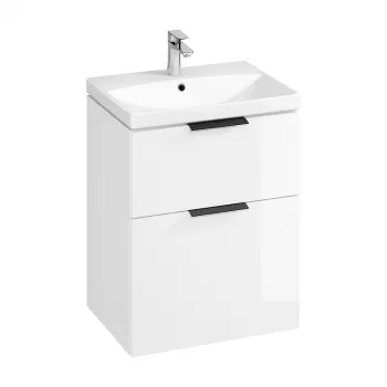 Set dulap baie suspendat 2 sertare cu lavoar Cersanit City inclus, 60 cm, alb imagine