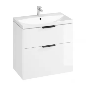 Set dulap baie suspendat 2 sertare cu lavoar Cersanit City inclus, 80 cm, alb imagine